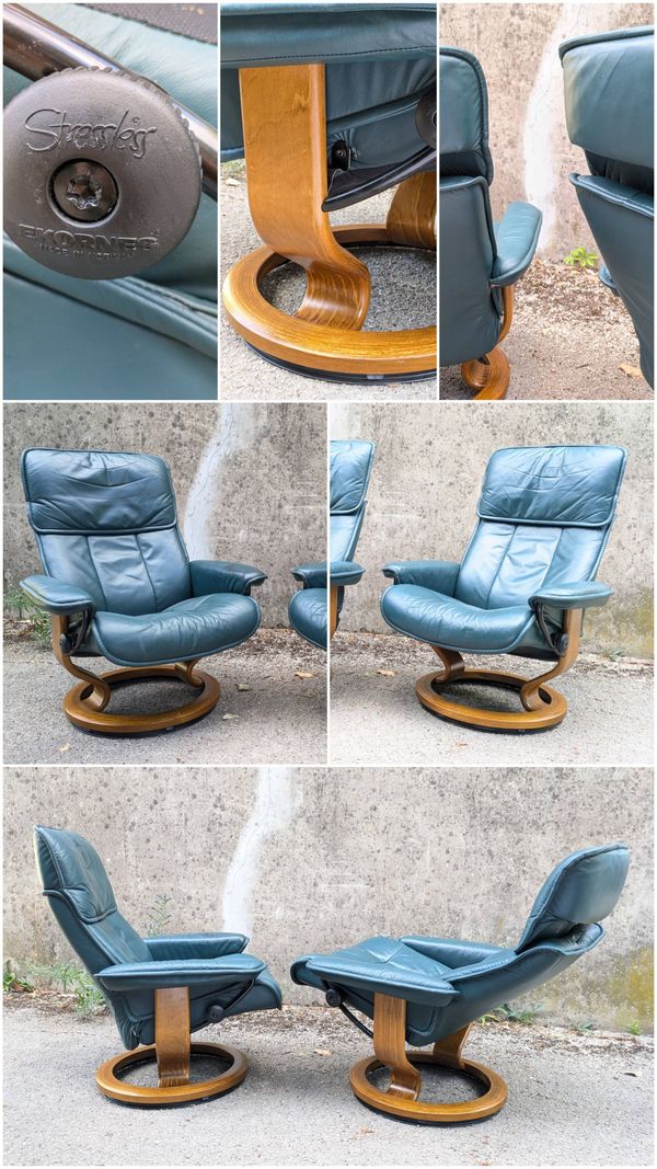 Fauteuils en cuir Stressless par Ekornes, Norvège, 1980, set de 2