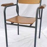 armchair tubular structure wooden seat and armrests