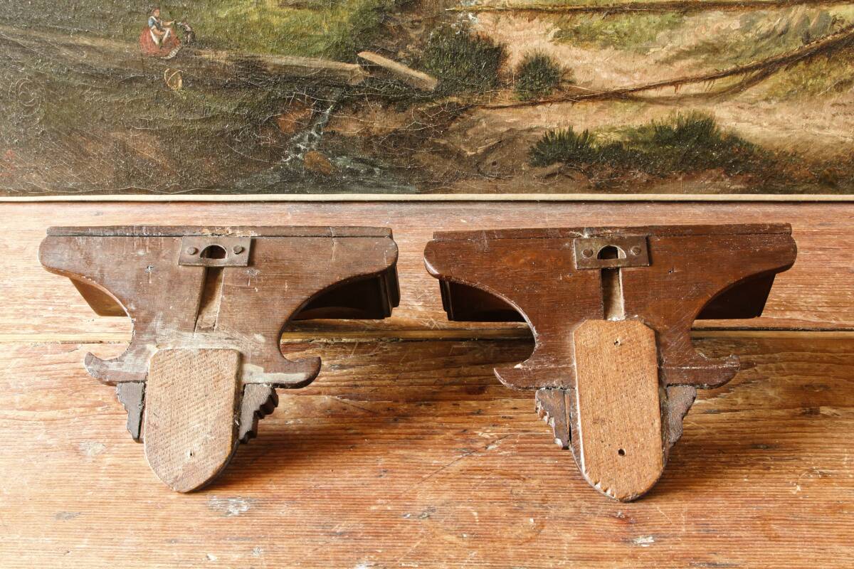 Pair of wall consoles in mahogany