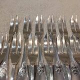 12 silver-plated cake forks with 2 prongs by Christofle Trianon LXVI