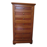 Rare semainier commode 7 tiroirs Louis Philippe années 80 merisier