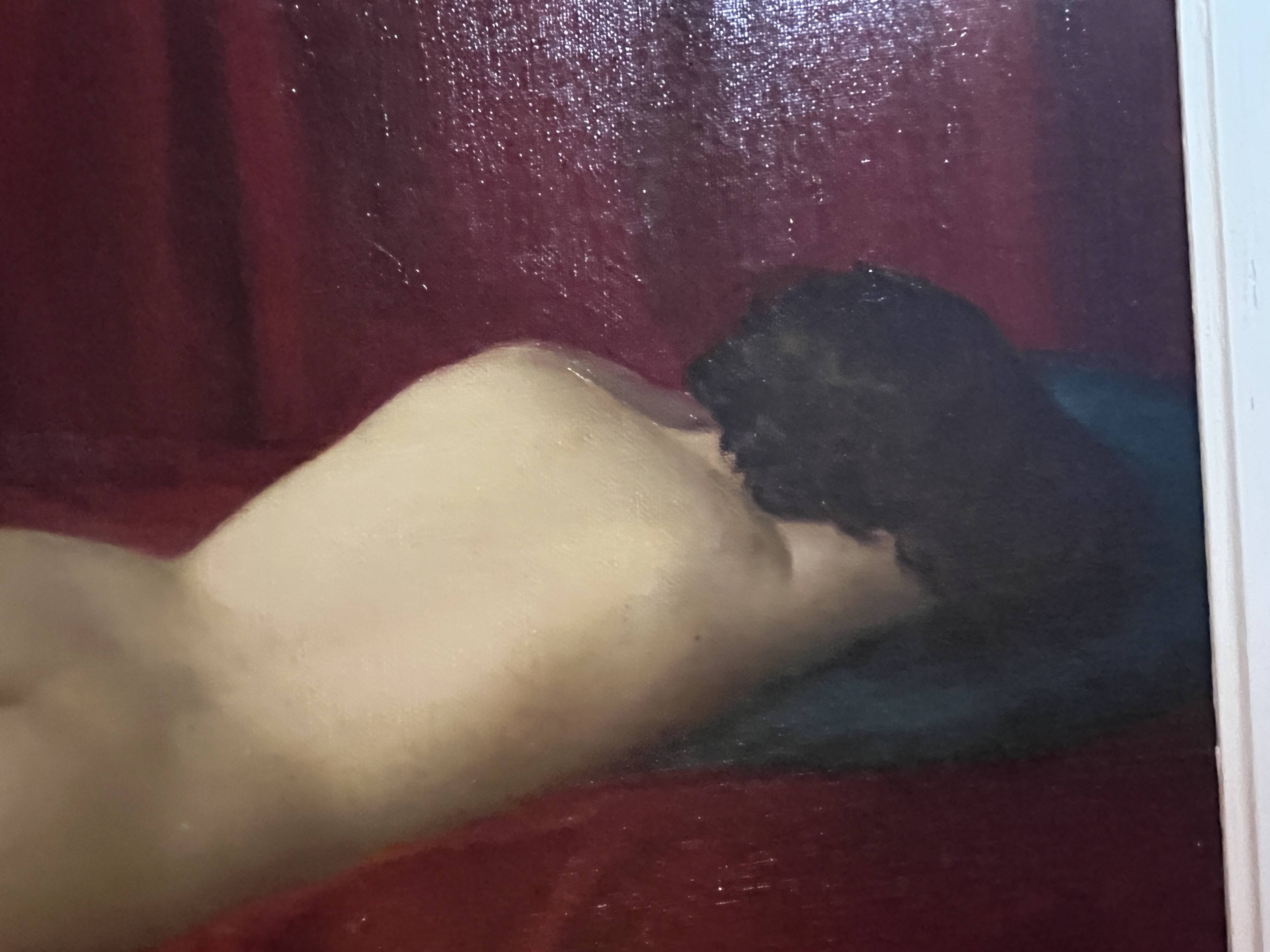 Oil on canvas female nude signed frame 20th century