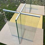 Dining table 70-80s in granite and tempered glass