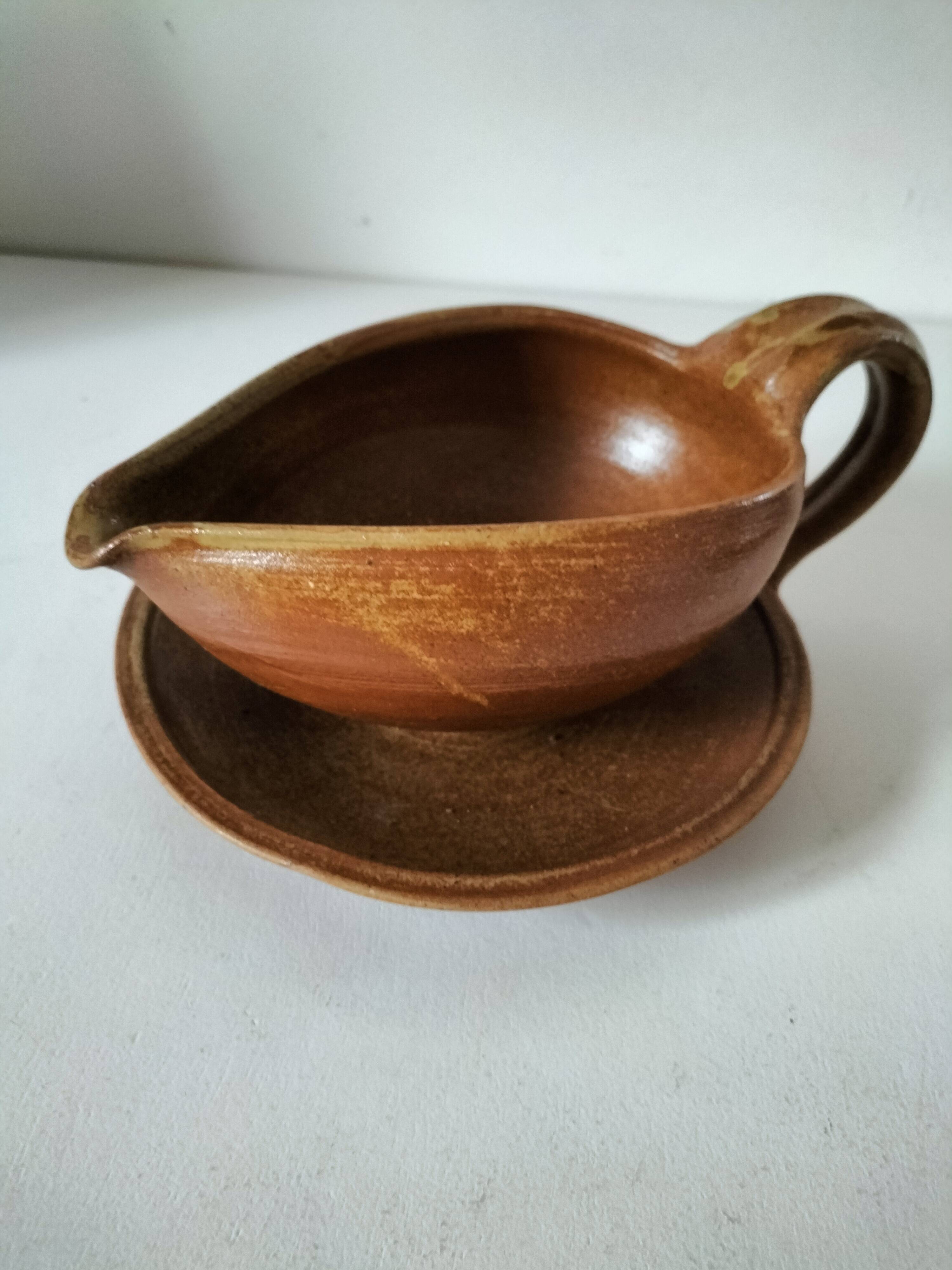 Handcrafted stoneware gravy boat