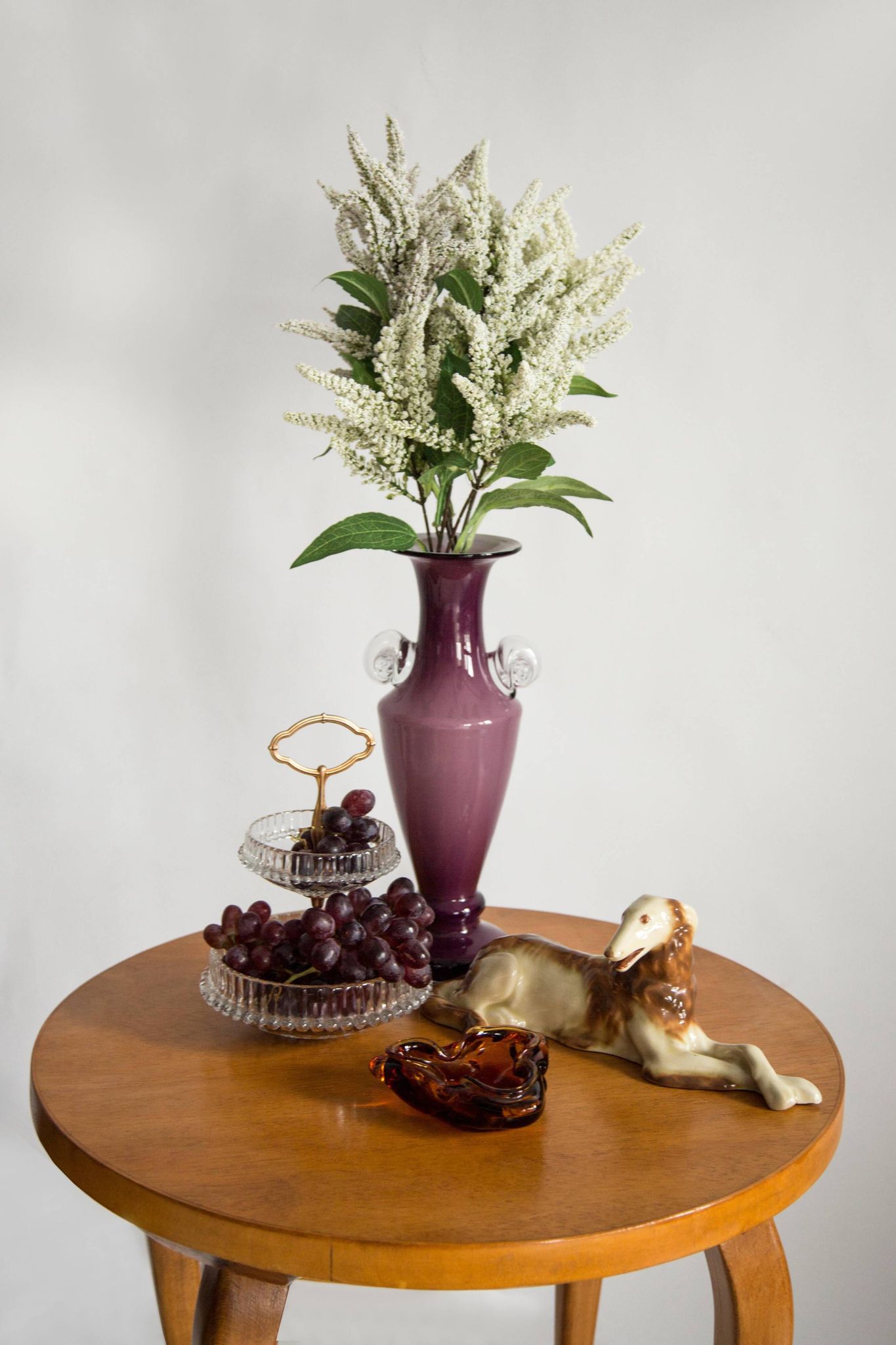 Vintage purple glass decorative vase, mid-century style, Europe, 1960s.