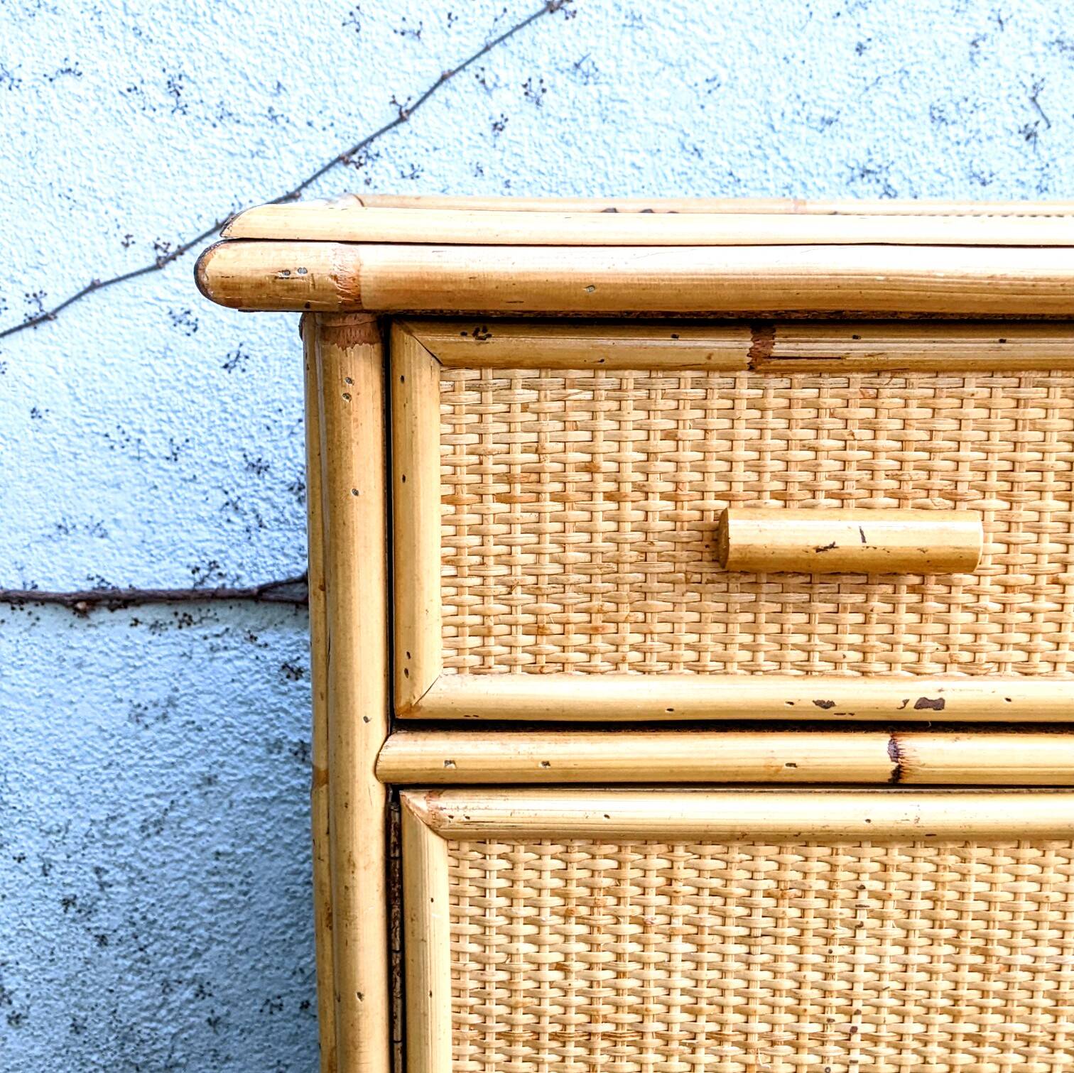 Cane and rattan side furniture from the 70s