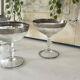 Etched silver rim cocktail coupe glasses set mid century barware