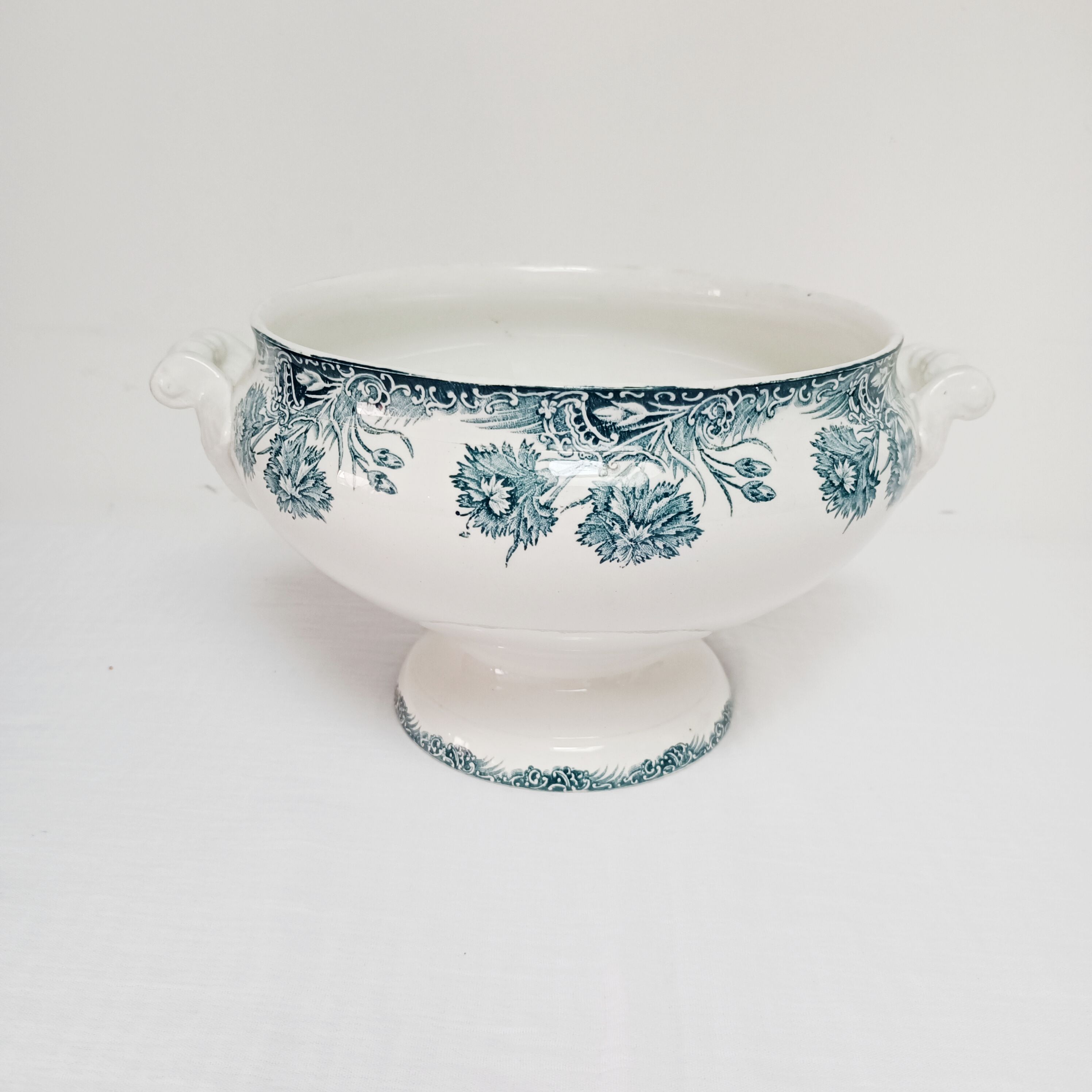 Iron earth soup tureen Saint-Amand, Carnations