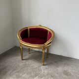 Fauteuil bois doré et velours rouge Louis XVI