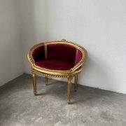 Louis XVI gilt wood and red velvet armchair