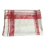 Large vintage red and white tablecloth