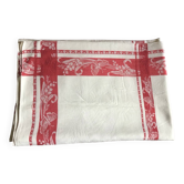 Large vintage red and white tablecloth