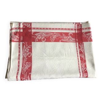 Grande nappe rouge et blanche vintage