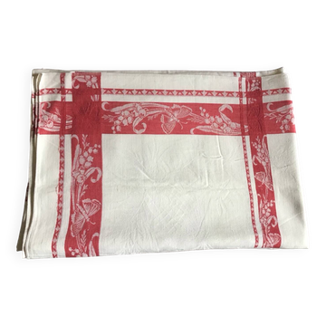 Grande nappe rouge et blanche vintage
