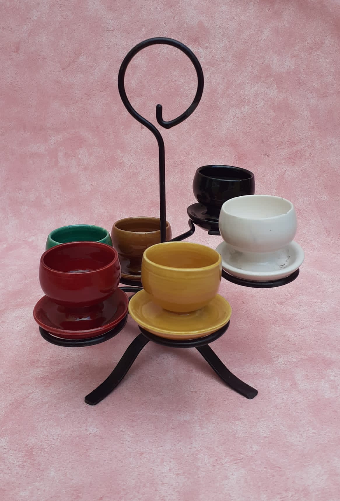 6 vintage coquetiers with their support