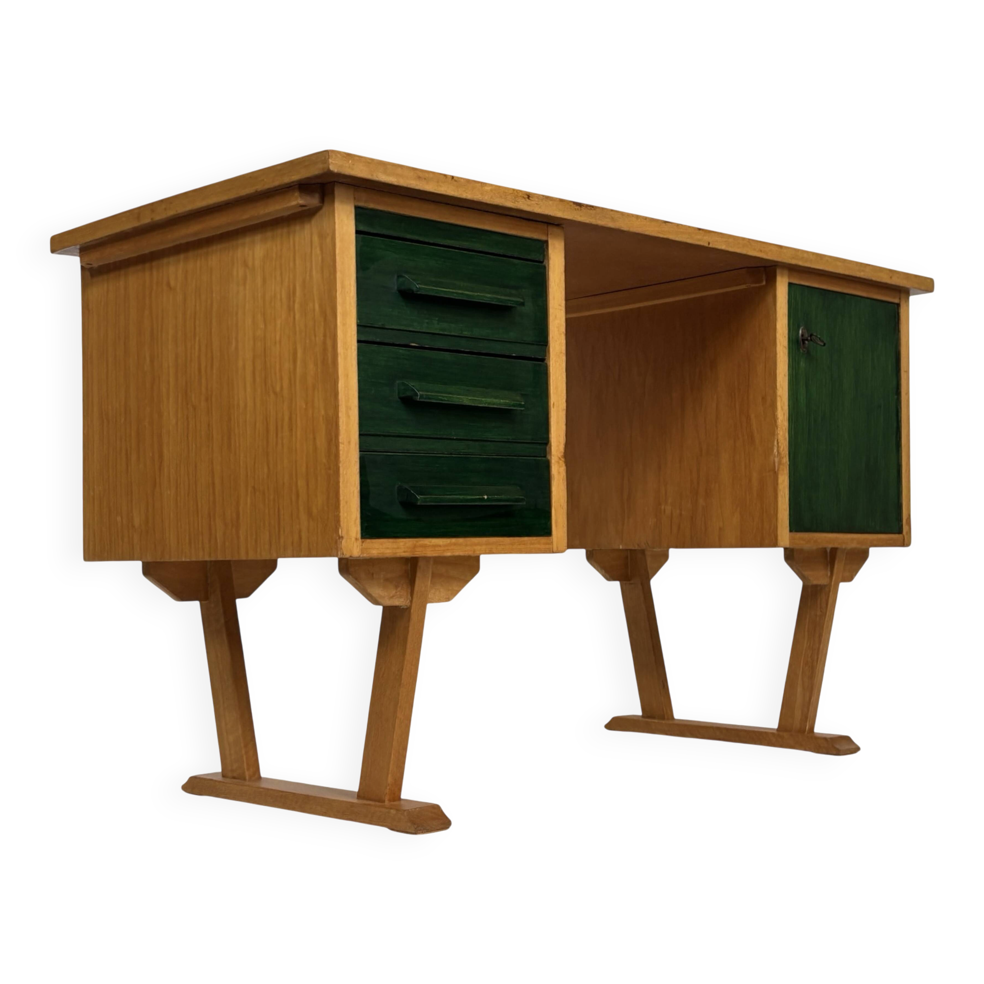 Bureau vintage des années 1960, design de bureau compact
