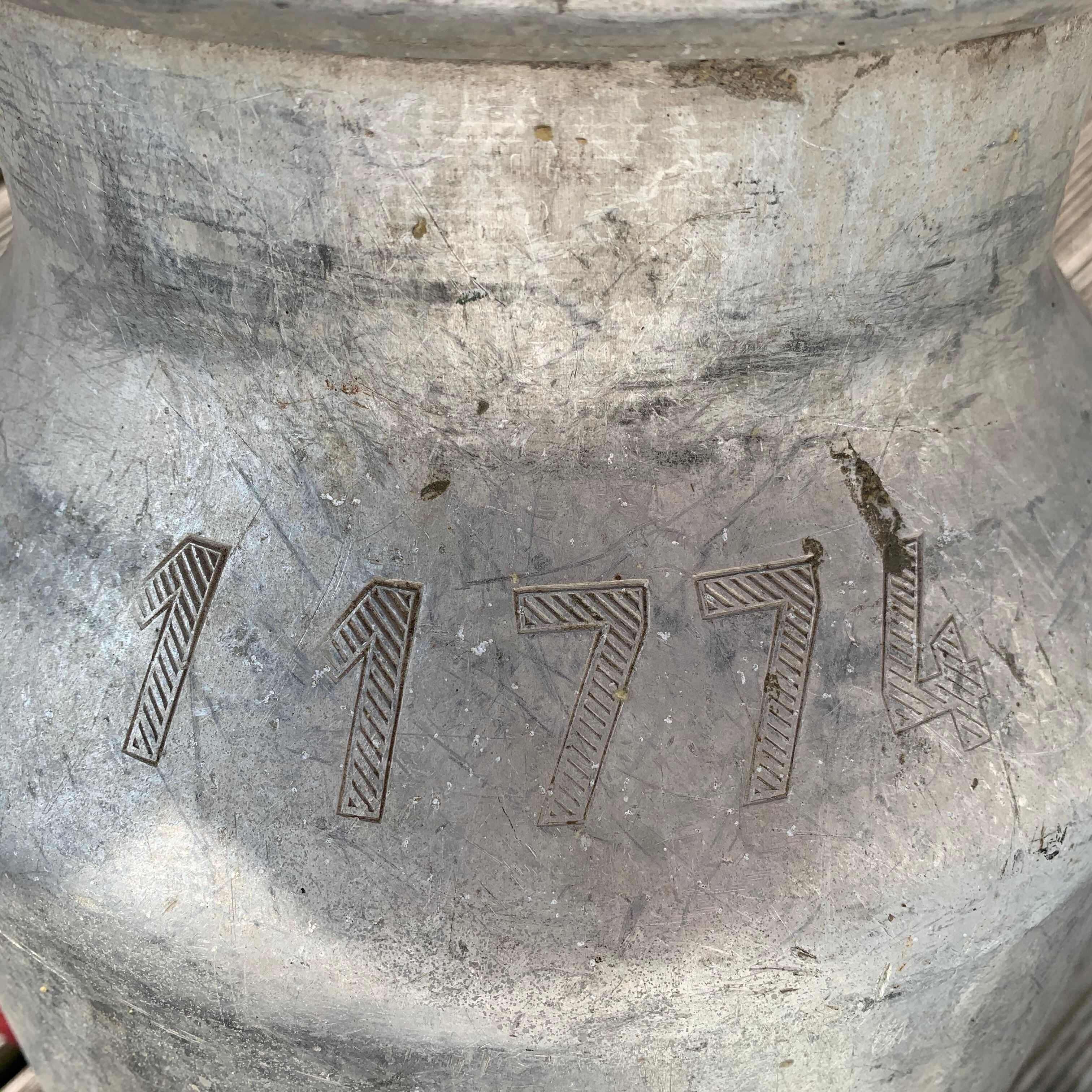 Ancient zinc milk can