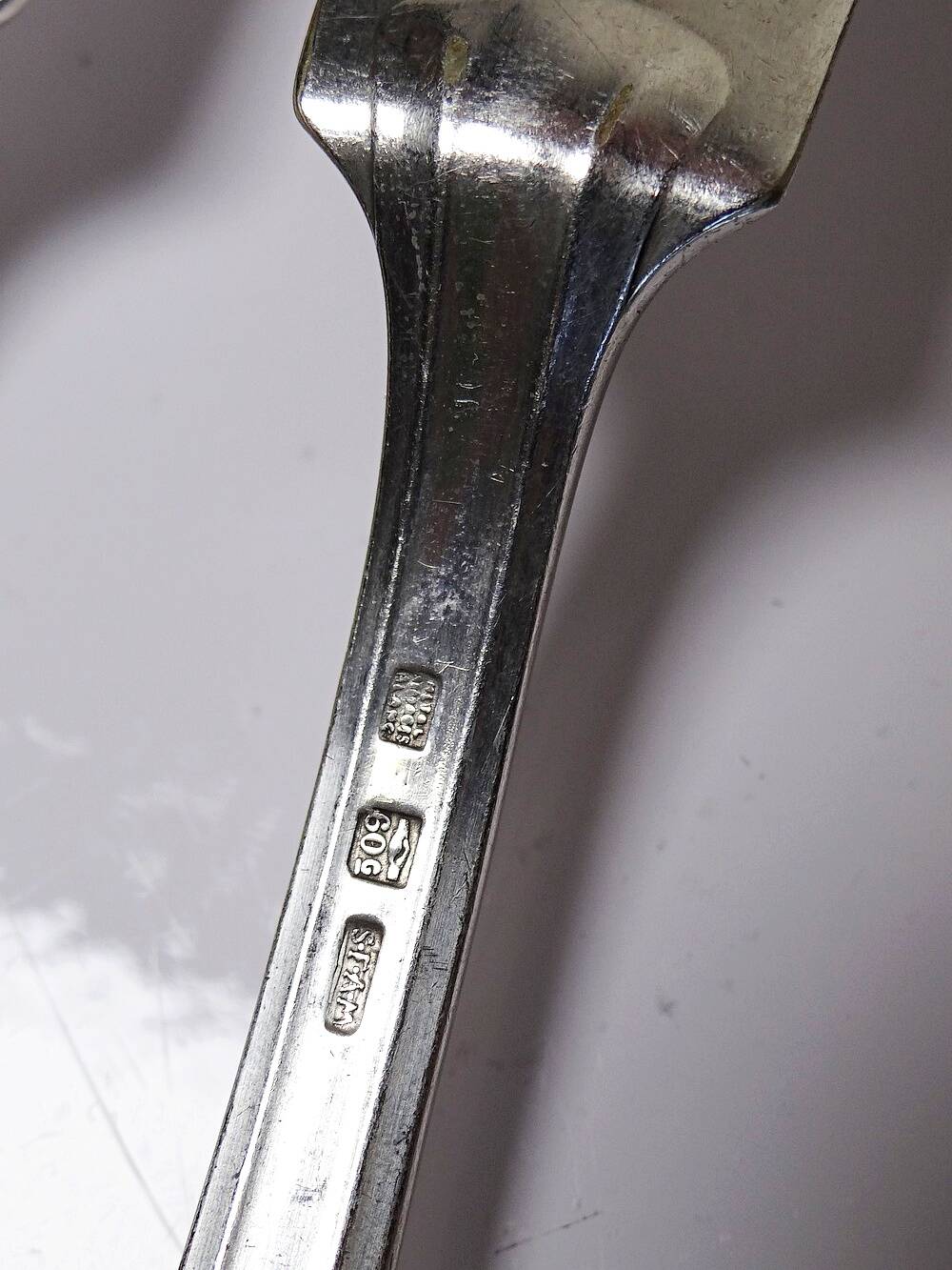 6 vintage/antique silver-plated fish knives in art deco style SFAM