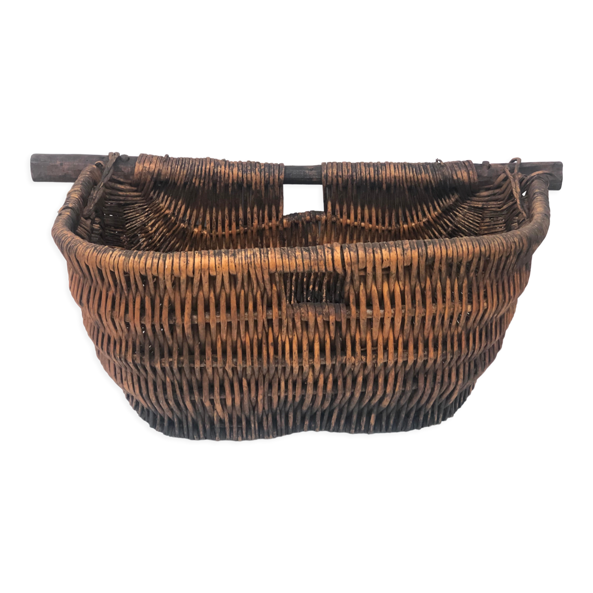 Harvest hood basket wood and wicker
