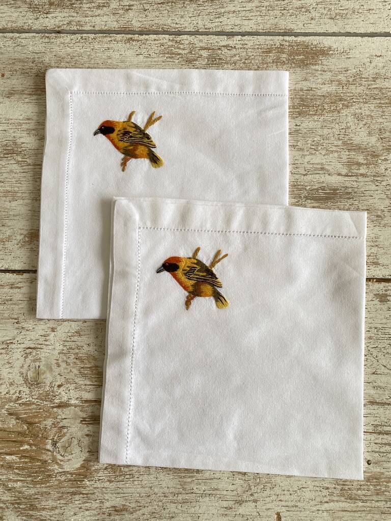 Lot de 2 sets de table et leurs serviettes "oiseaux"