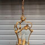 Bronze lantern Louis XV style in working order, curved glasses