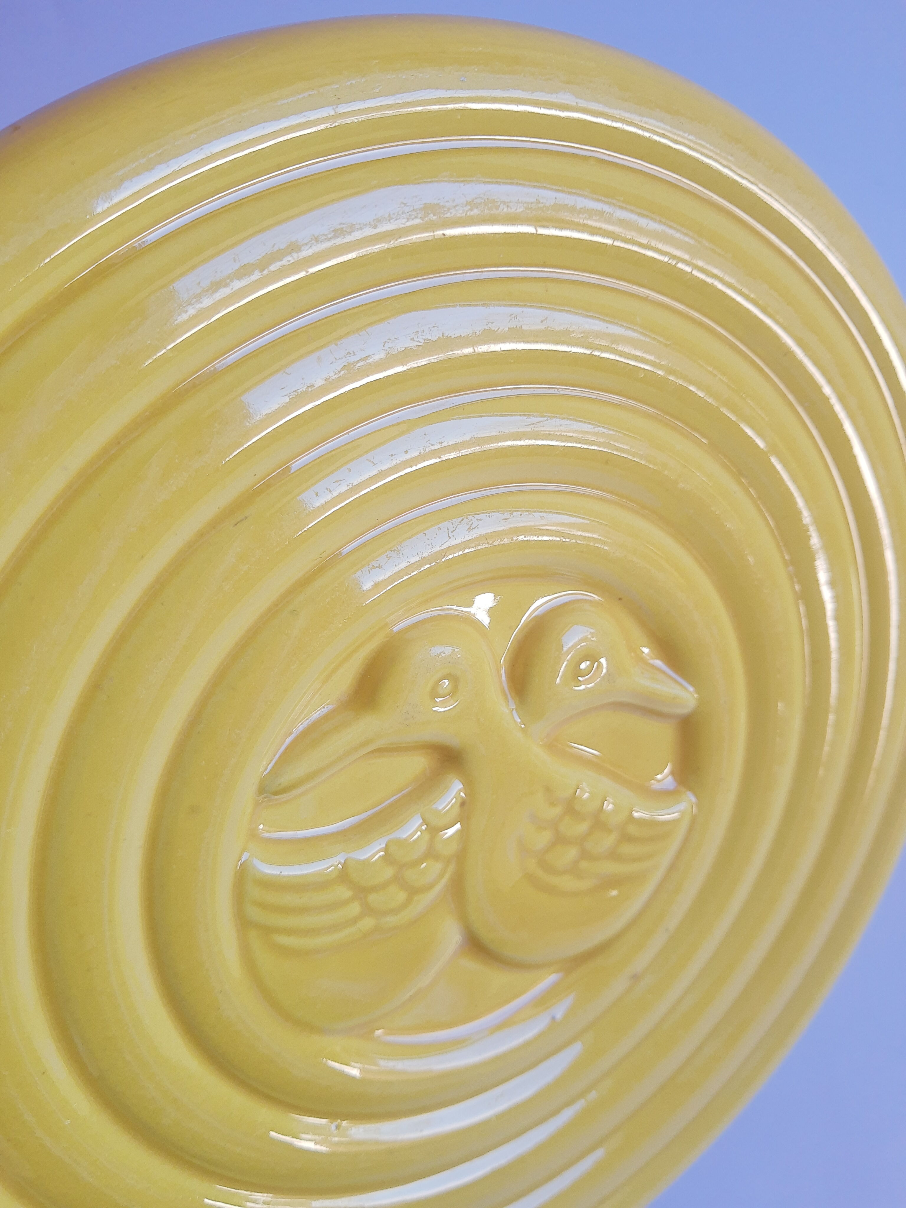 Vintage art deco duck yellow slip coaster