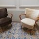 Vintage armchair 50s 60 velvet beige champagne