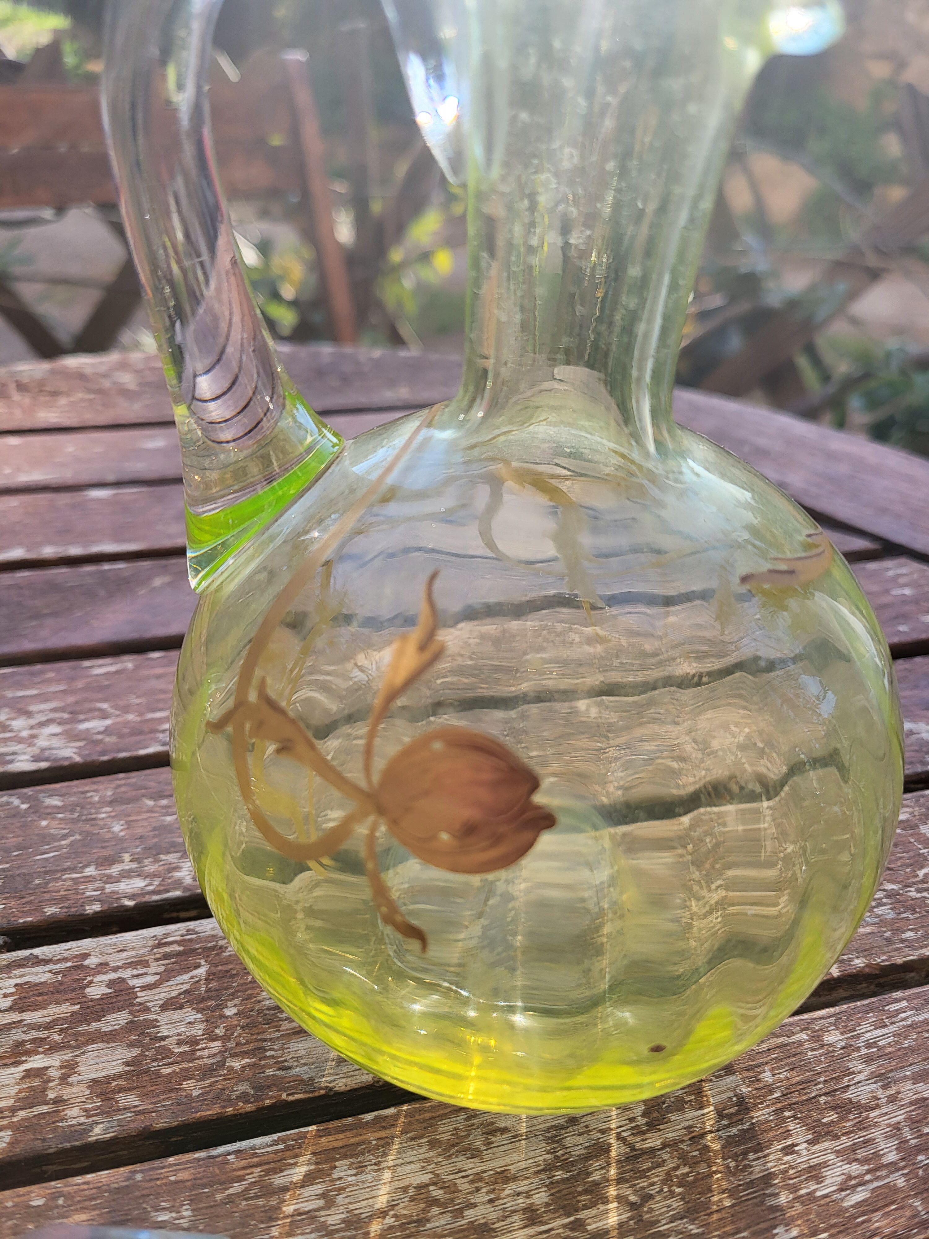 Carafe and sugar bowl in ouraline, Legras/Baccarat