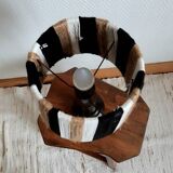 Vintage wooden, rope and wool lamp