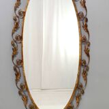 Entryway Mirror and Brass and Glass Console by Pierluigi Colli with Floral Frame