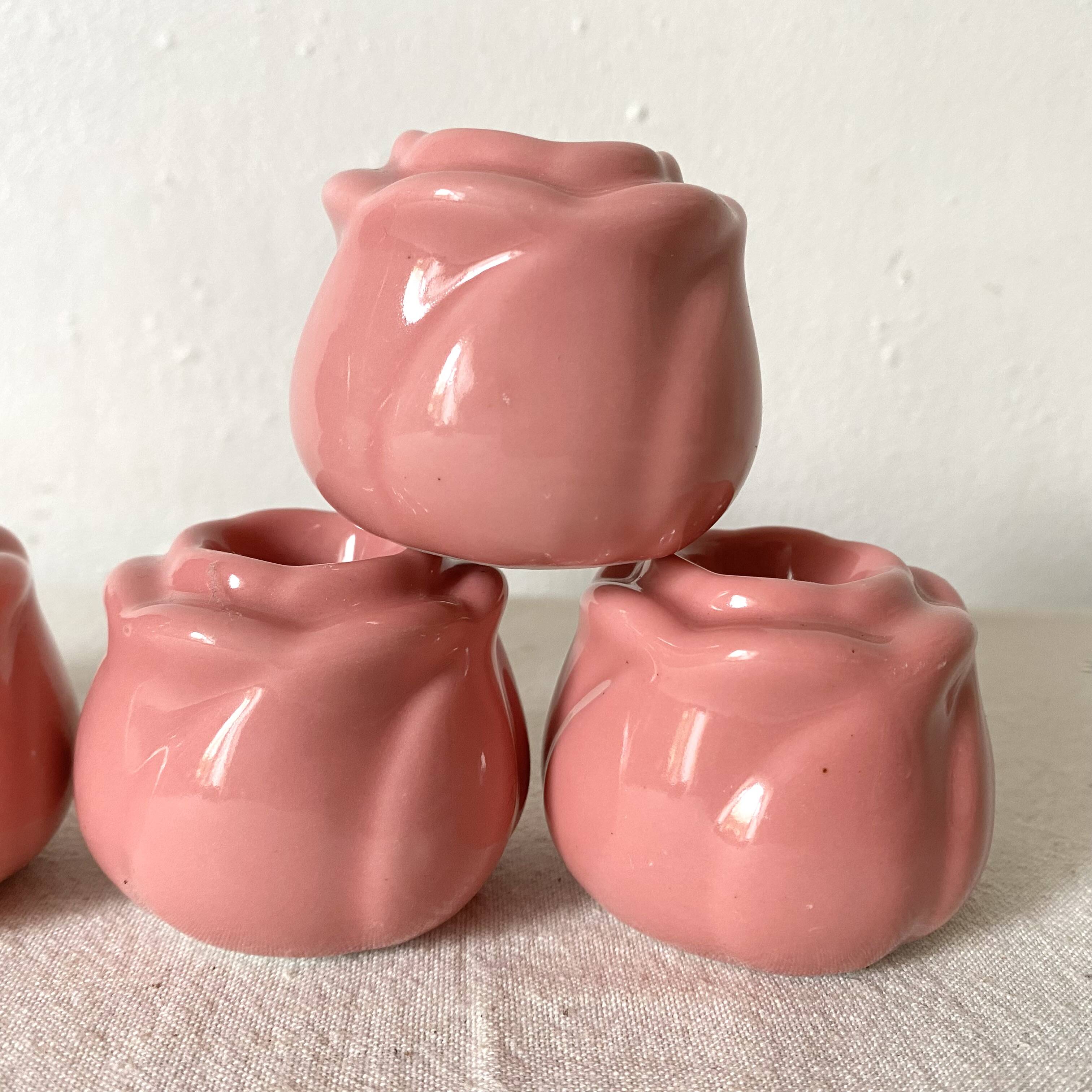 6 rosebud candle holders, 1980s