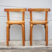 Set of 2 Alvar aalto bentwood chairs model 68, Artek Finland