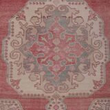 Mid century flatweave large overdyed oriental turkey oushak rug 4'11'' x 7'3''
