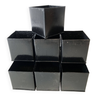 Lot square pots black metal