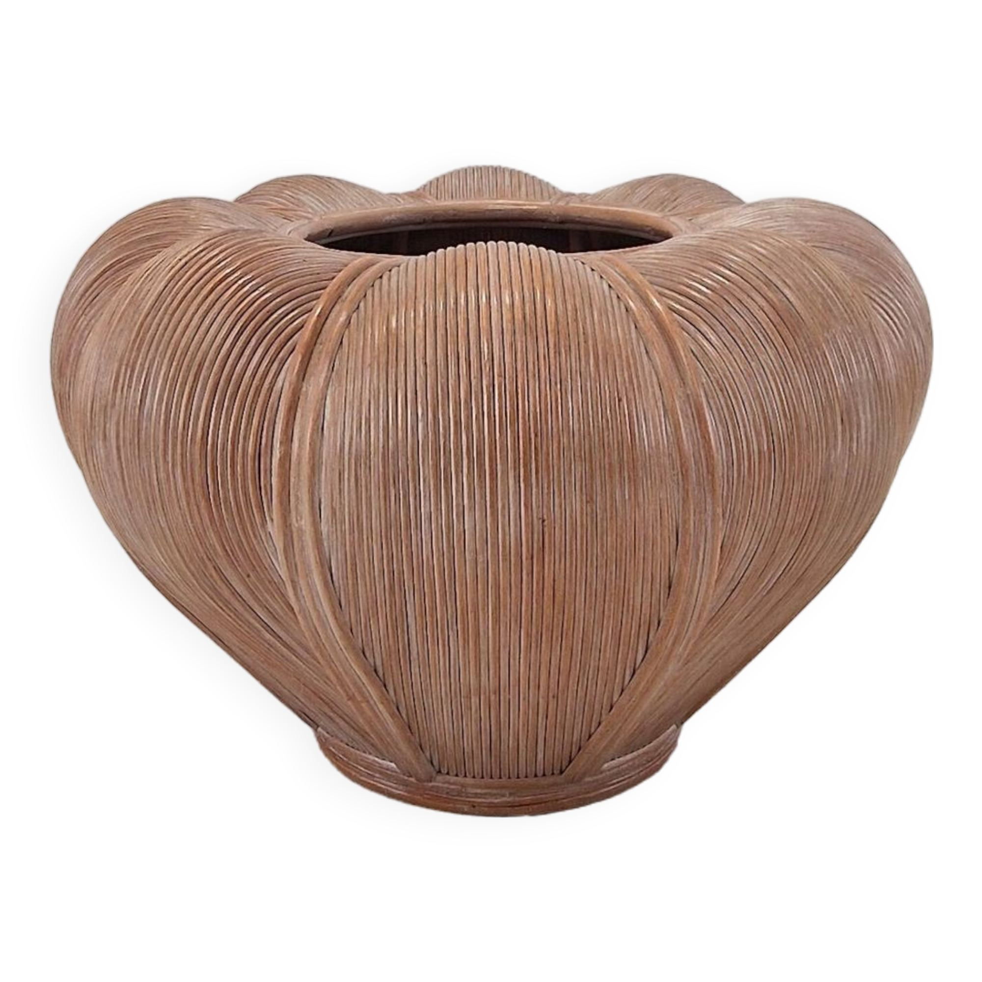 Large Bamboo and Rattan Flowerpot or Planter, France 1970's