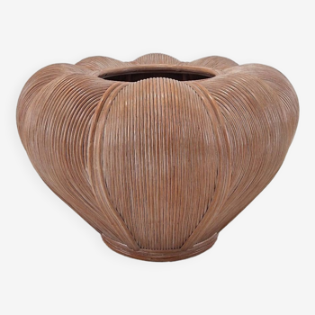 Large Bamboo and Rattan Flowerpot or Planter, France 1970's