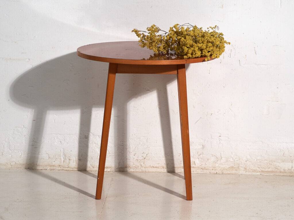 Vintage round side table in teak – Central Europe, circa 1960
