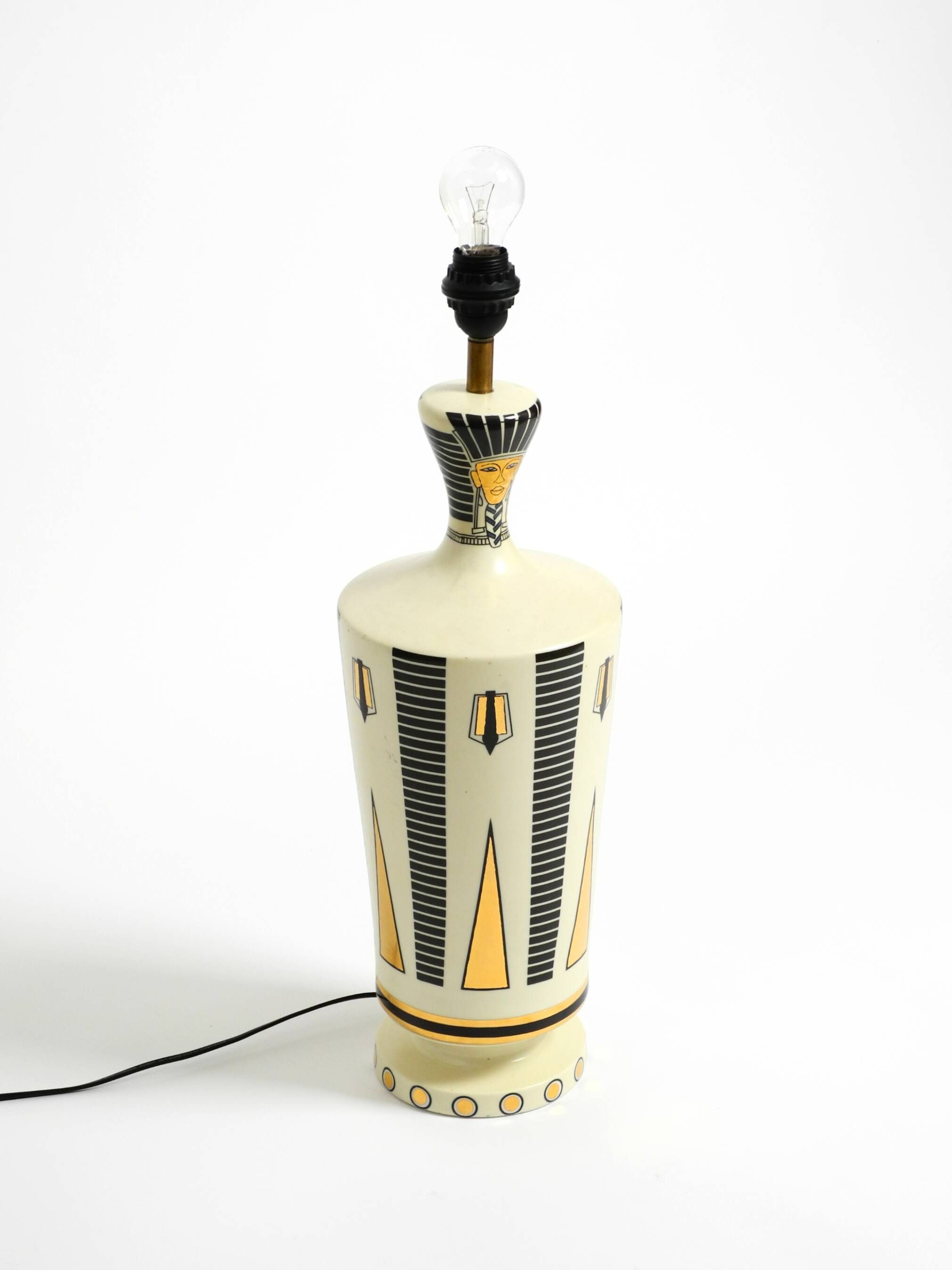 Large ceramic table lamp with Egyptian motifs by Nicolas Blandin, Paris