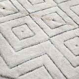 Moroccan Berber carpet Beni Ouarain ecru with black diamonds engraved 300x203cm