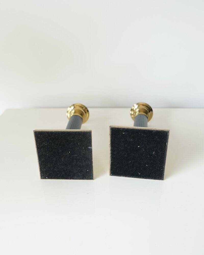 Vintage gilt brass candlesticks, 1970s, set of 2