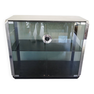 Vintage glass and chrome cabinet by Willy Rizzo for Mario Sabot. Italy 1970