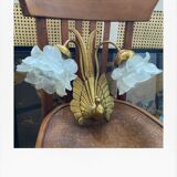 Vintage peacock bronze and pink wall light in glass paste