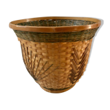 Cache-pot en rotin années 70