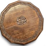 Antique tripot carved folding table / Netherlands / oak / 19th century circa 1880