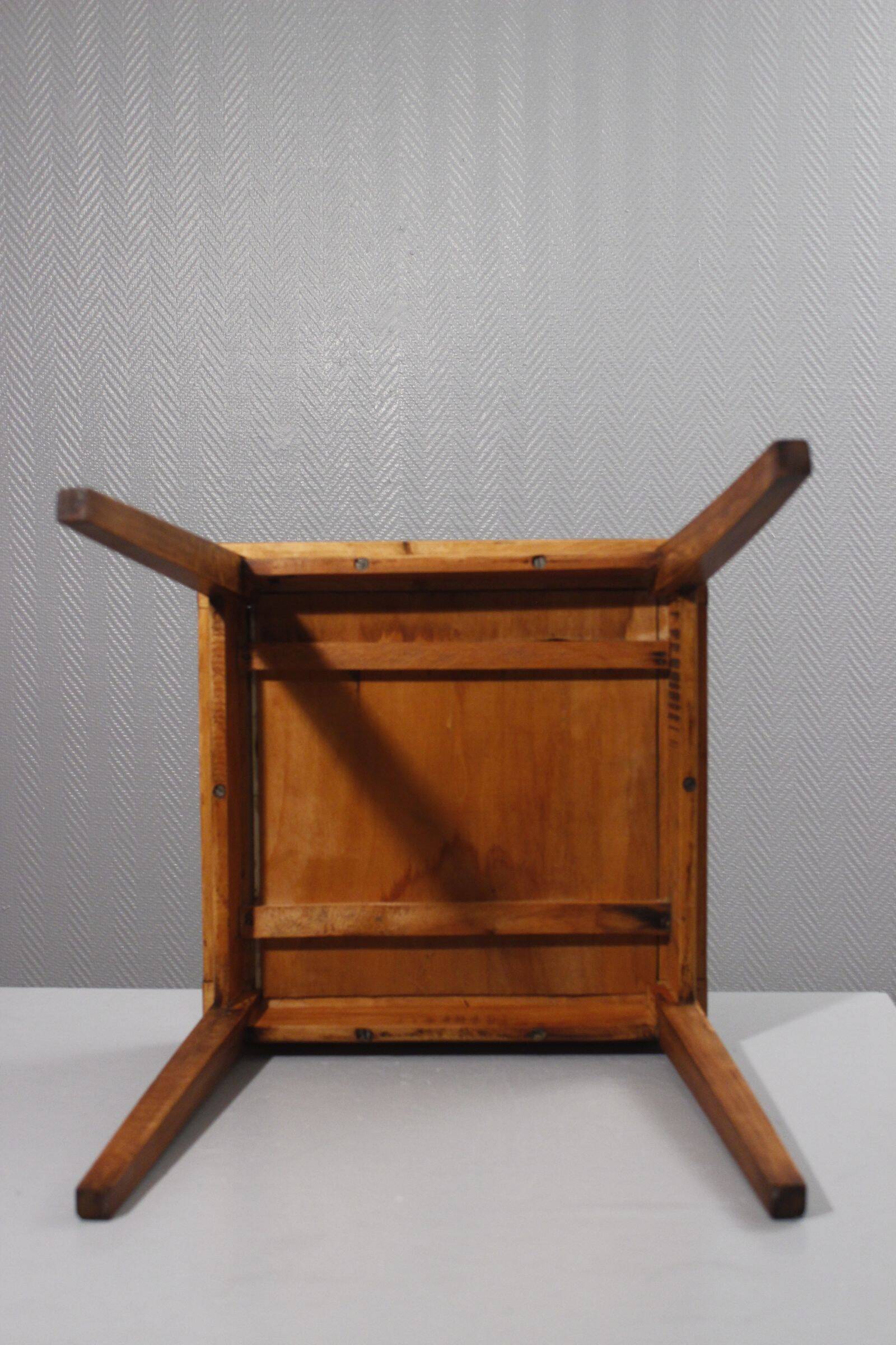 Vintage plant stand side table wood & ceramic 1950s