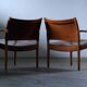 Pair of vintage Per-Olof Scotte "Premier 69" oak armchairs in cognac leather