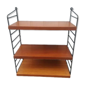 Vintage wall shelf in Ttak veneer and black metal, Nisse Strinning, 60s (2)