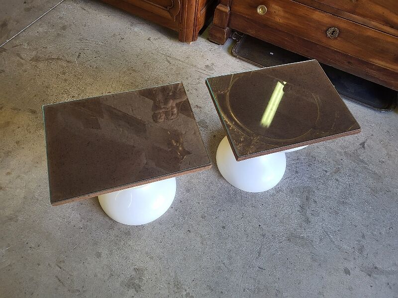 Pair of sgabello stools americano rises in bedside table