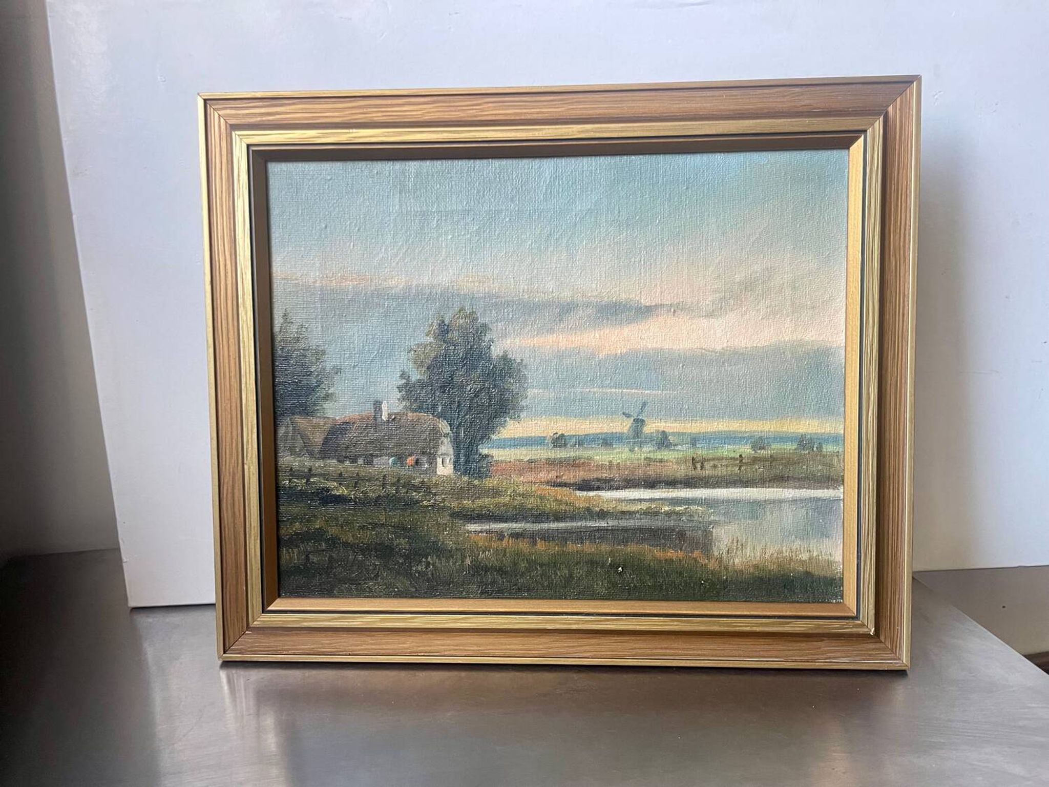 Vintage Landscape oil on canvas With Wooden frame