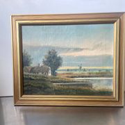 Vintage Landscape oil on canvas With Wooden frame